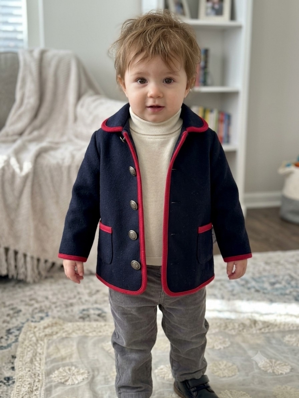 Edgehill Collection Navy Kids Blazer with Red Trim